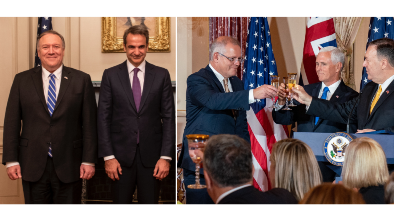 Mike Pompeo in past meetings with Greek and Australian PM