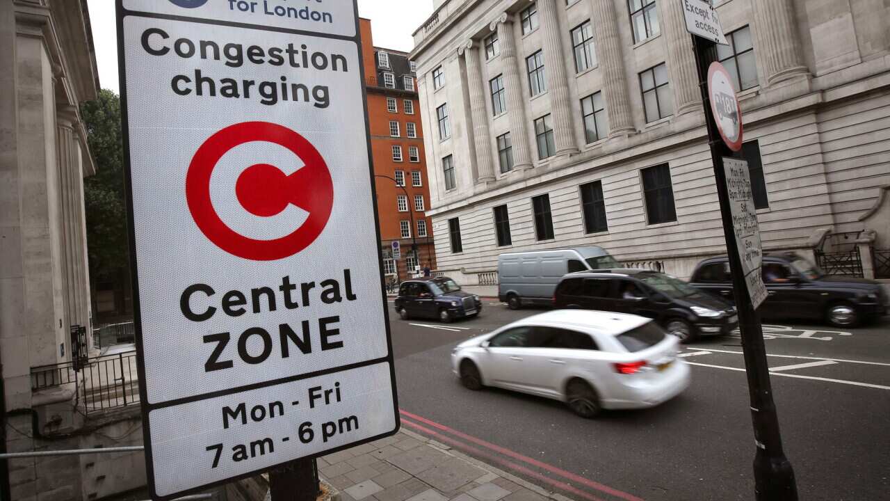 A congestion charge sign in London