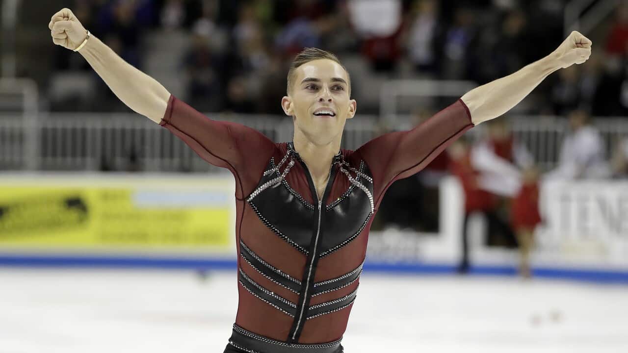Adam Rippon performs during the men's short program at the U.S. Figure Skating Championships in San Jose, Calif., Thursday, Jan. 4, 2018. (AP Photo/Marcio Jose Sanchez)
