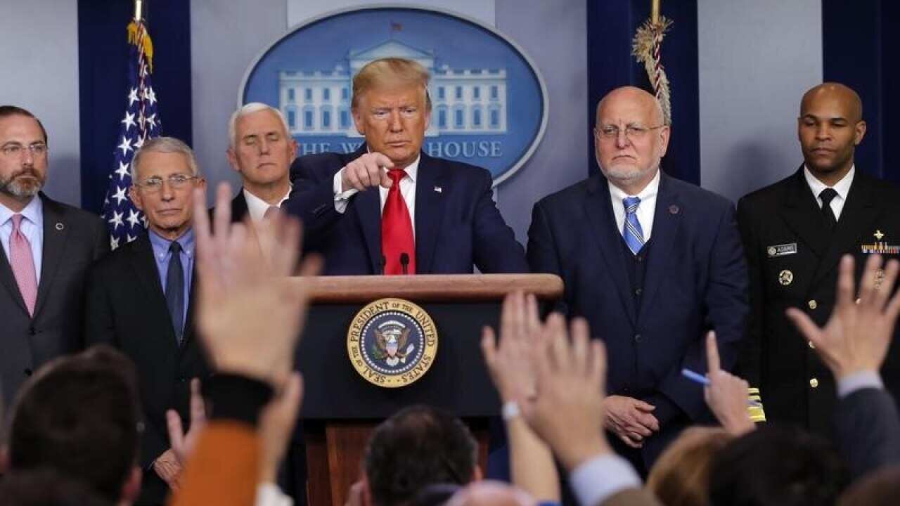 Donald Trump at a White House press conference