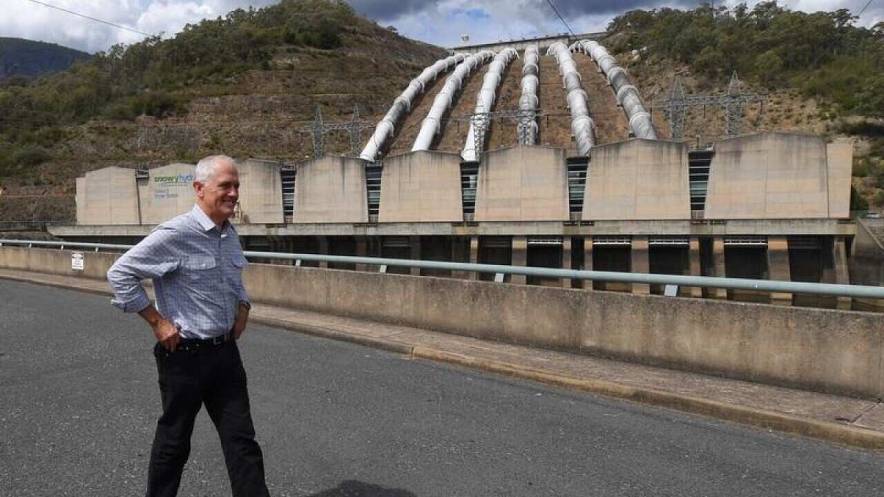Australia's Prime Minister Malcolm Turnbull at Snowy Hydro.