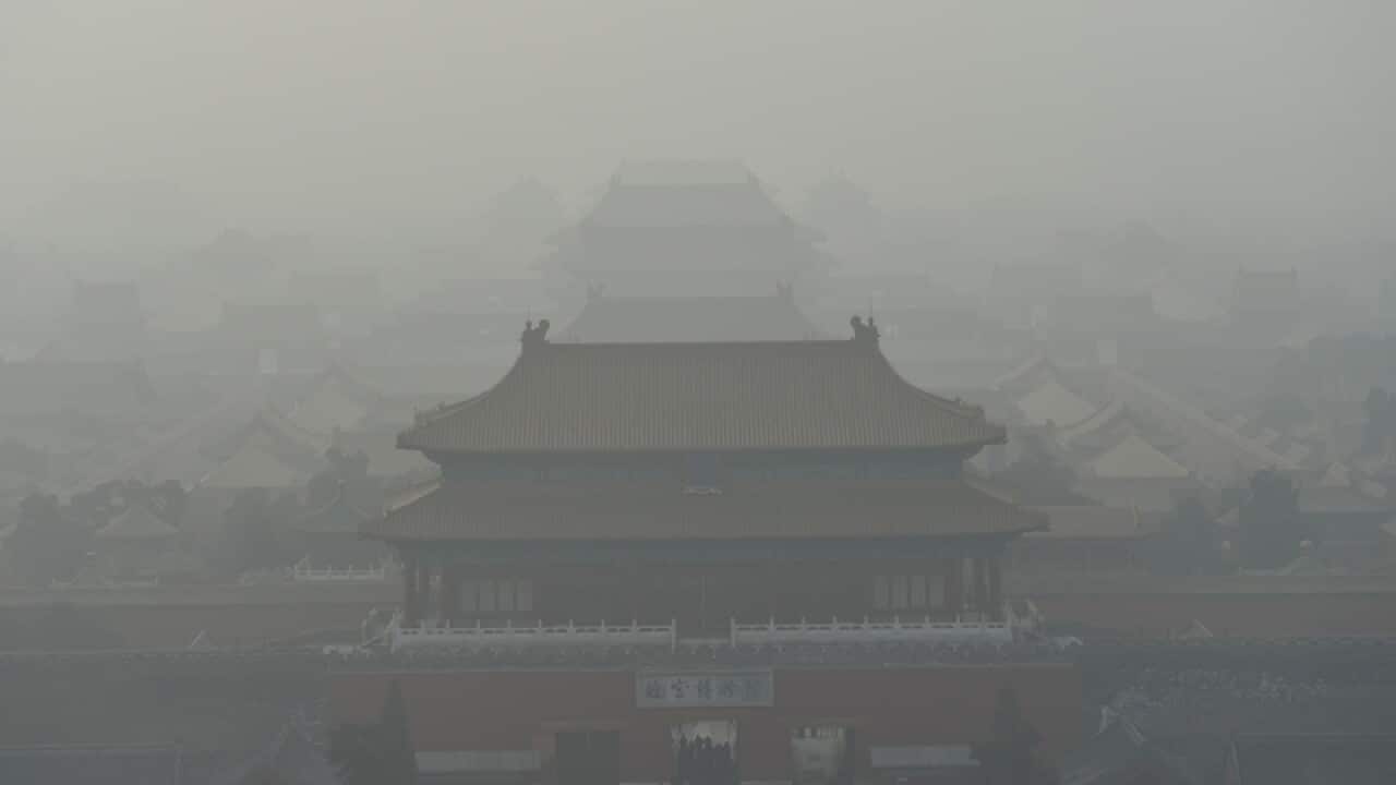 The Forbidden City is seen in heavy smog in Beijing