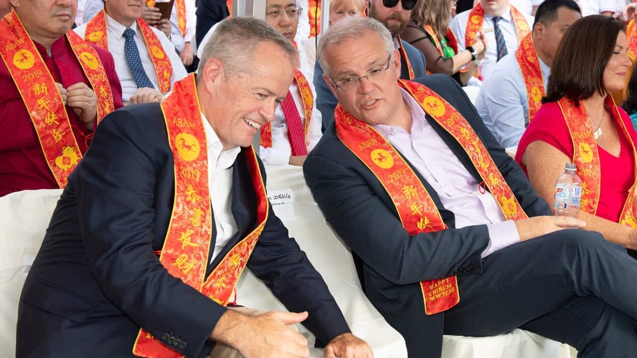 Leader of the Opposition Bill Shorten (left) and Prime Minister Scott Morrison attend the Chinese New Year Grand Opening.