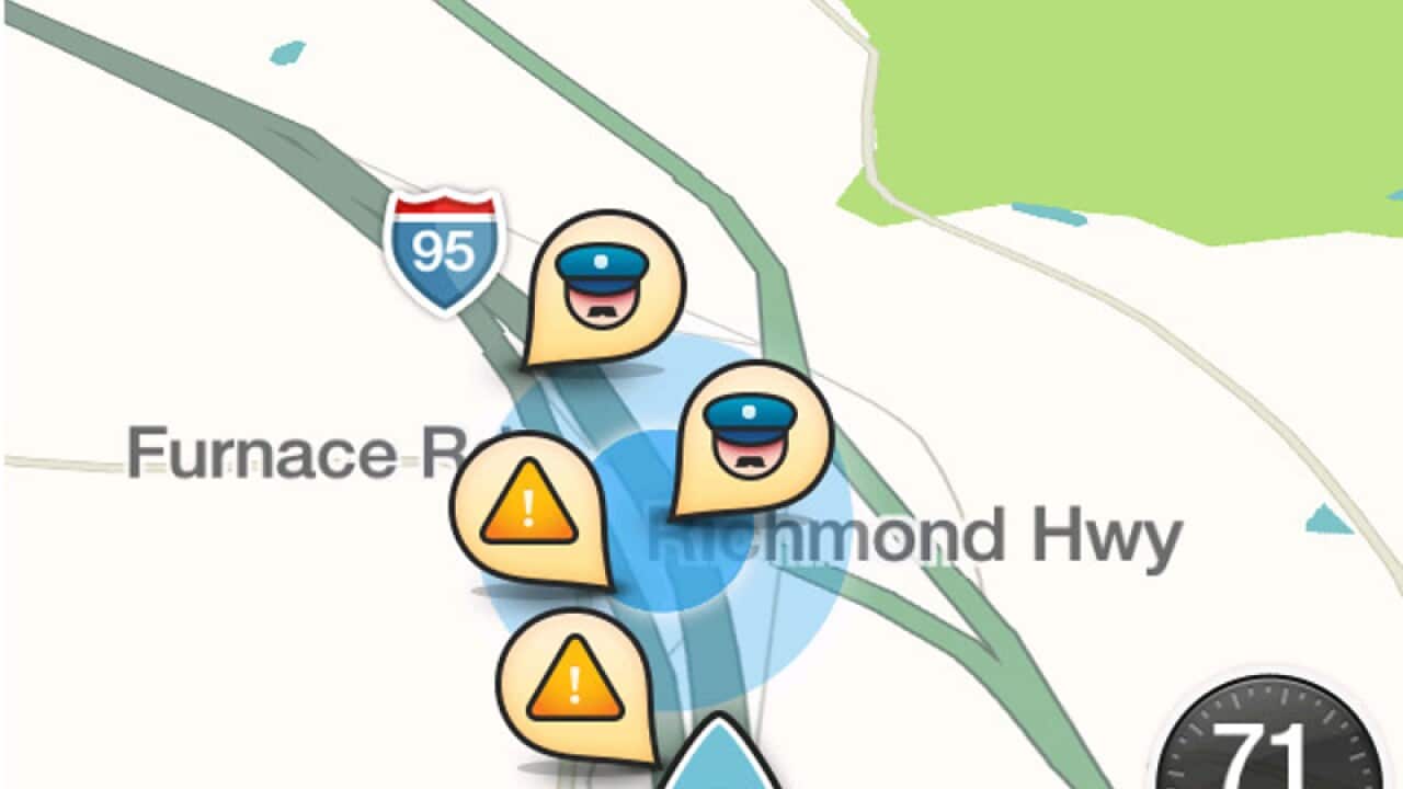 The Waze app on an iPhone in Washington