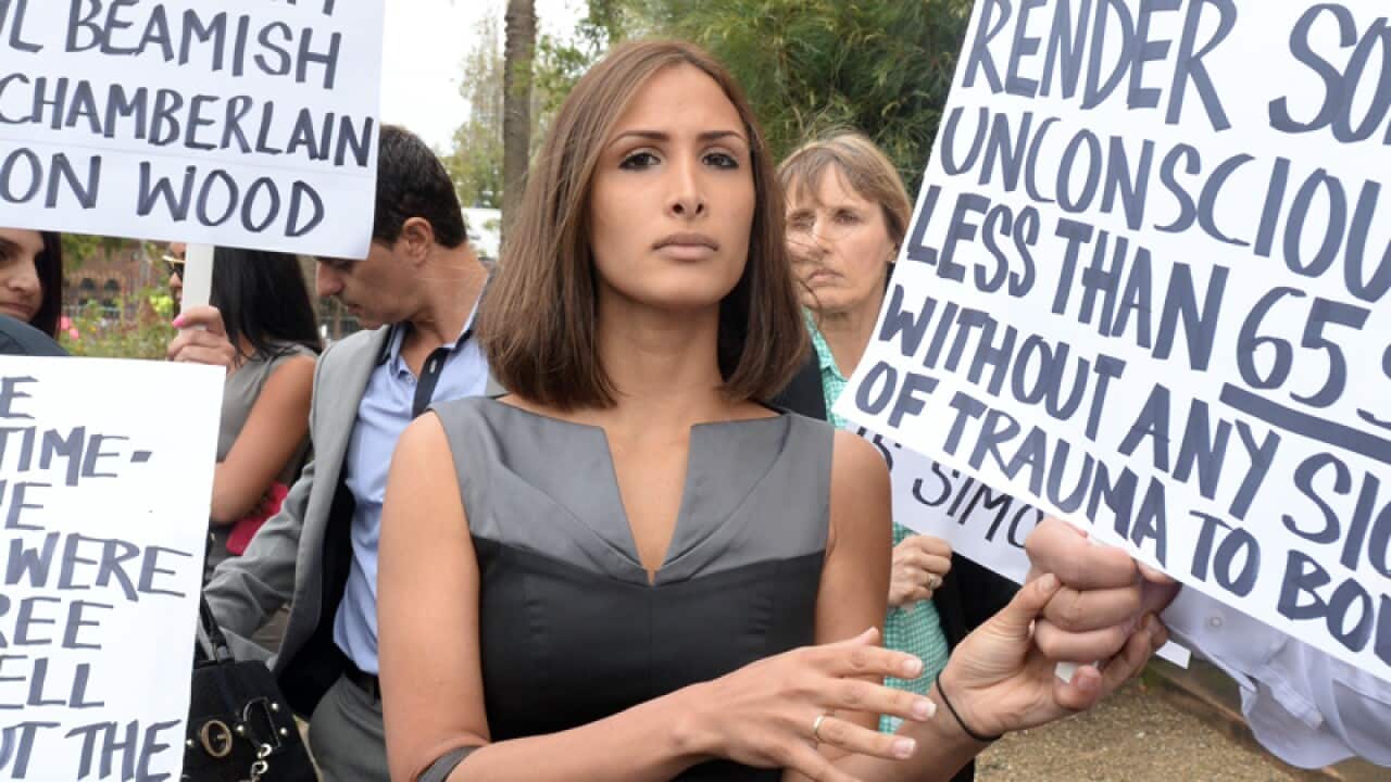 Rachelle Louise (C) the current girlfriend of Simon Gittany