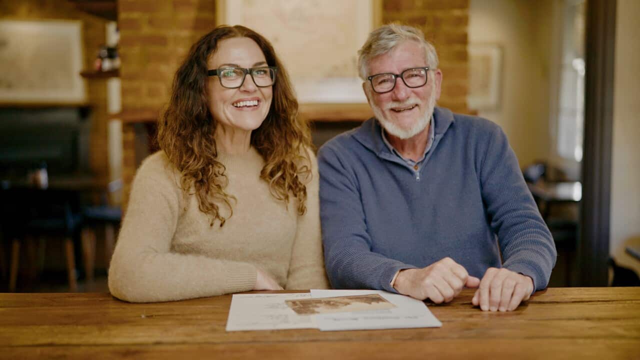 Chrissie Swan with Peter Smith, President of the Braidwood Historical Society in Braidwood, New South Wales.
