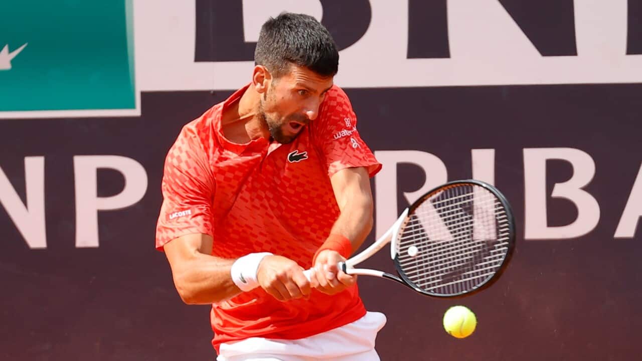 Novak Djokovic (SRB) against Grigor Dimitrov (BUL) during Internazionali BNL d'Italia Tennis Internationals in Rome, Italy, May 14 2023.