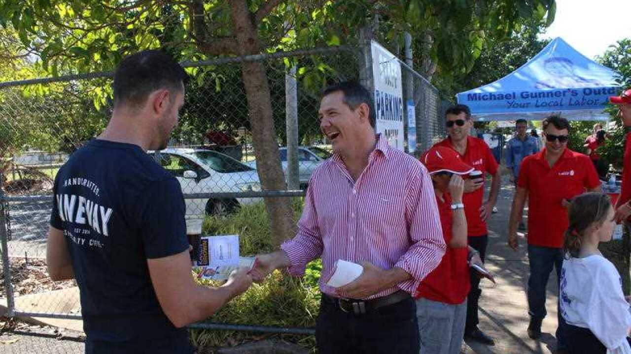 Northern Territory Labor Leader Michael Gunner greets voters in Darwin