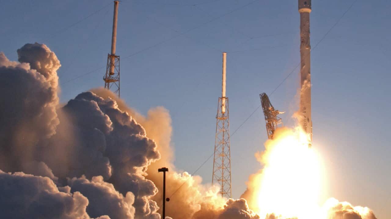 An unmanned Falcon 9 SpaceX rocket