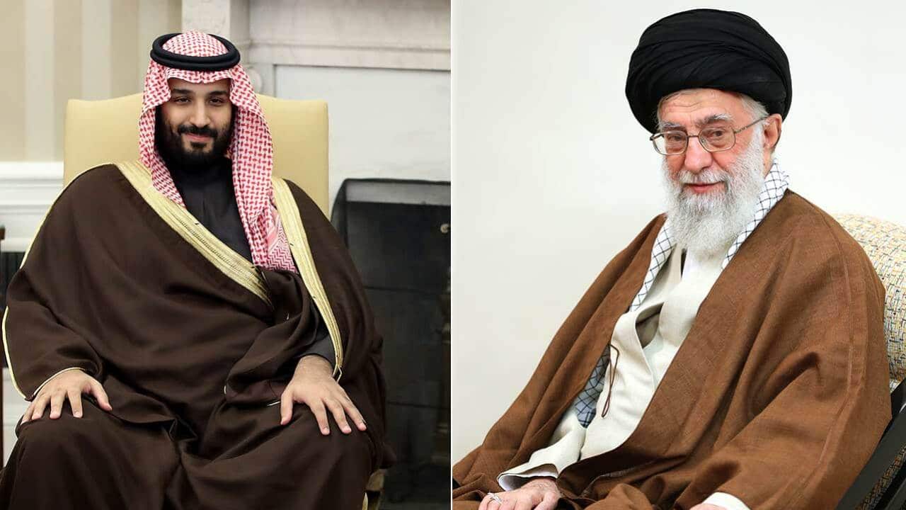 The Saudi Crown Prince Mohammed bin Salman, left, denounces Iran's supreme leader Ayatollah Ali Khamenei as the "new Hitler".