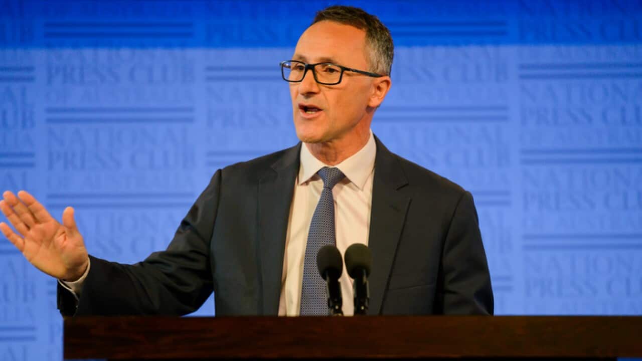 Greens leader Richard Richard Di Natale addressing the National Press Club in Canberra