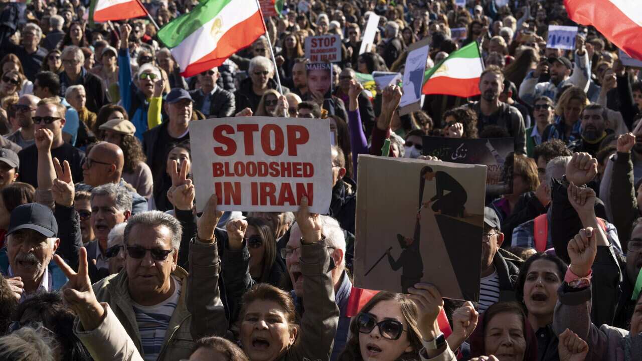 People gather together in a protest.