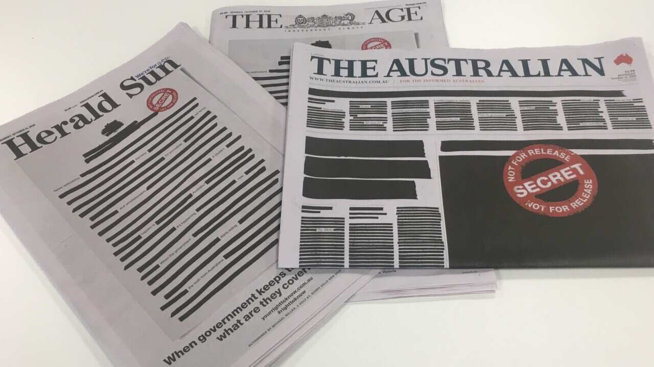 Australian newspapers blacked out their from pages
