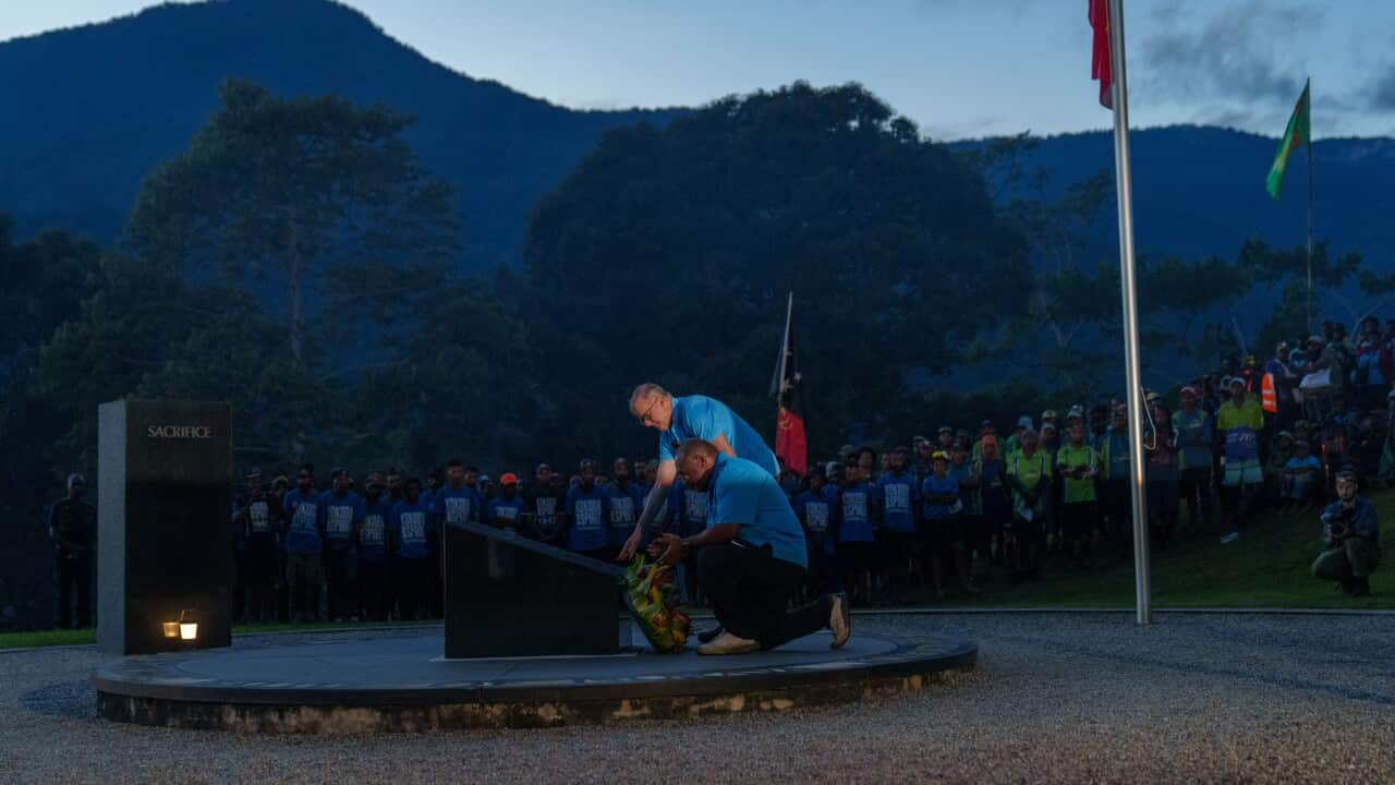 Anthony Albanese and James Marape at the dawn service at Isurava (SBS) .jpg