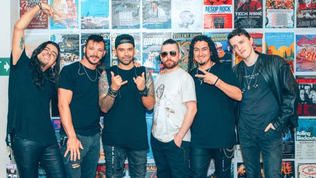 Members of the Sydney-based Hispanic rock band FONIKA.