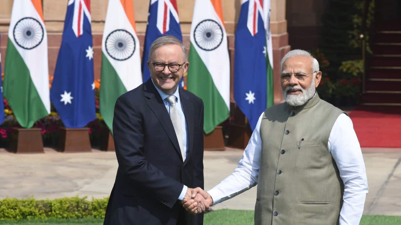 Indian Prime Minister Narendra Modi with his Australian counterpart Anthony Albanese.