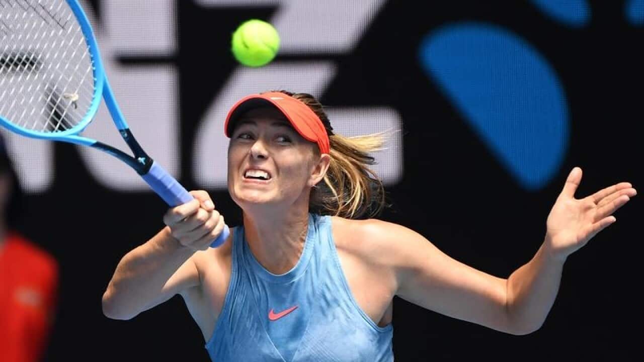 Maria Sharapova of Russia in action against Ashleigh Barty.