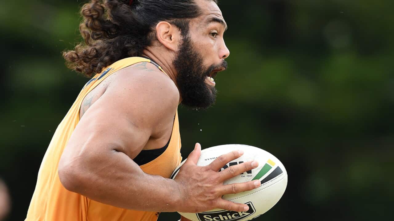 Adam Blair during a Brisbane Broncos training session in Brisbane