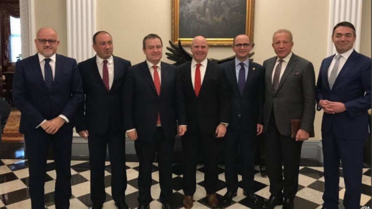 Herbert Raymond McMaster after the meeting with Balkan leaders