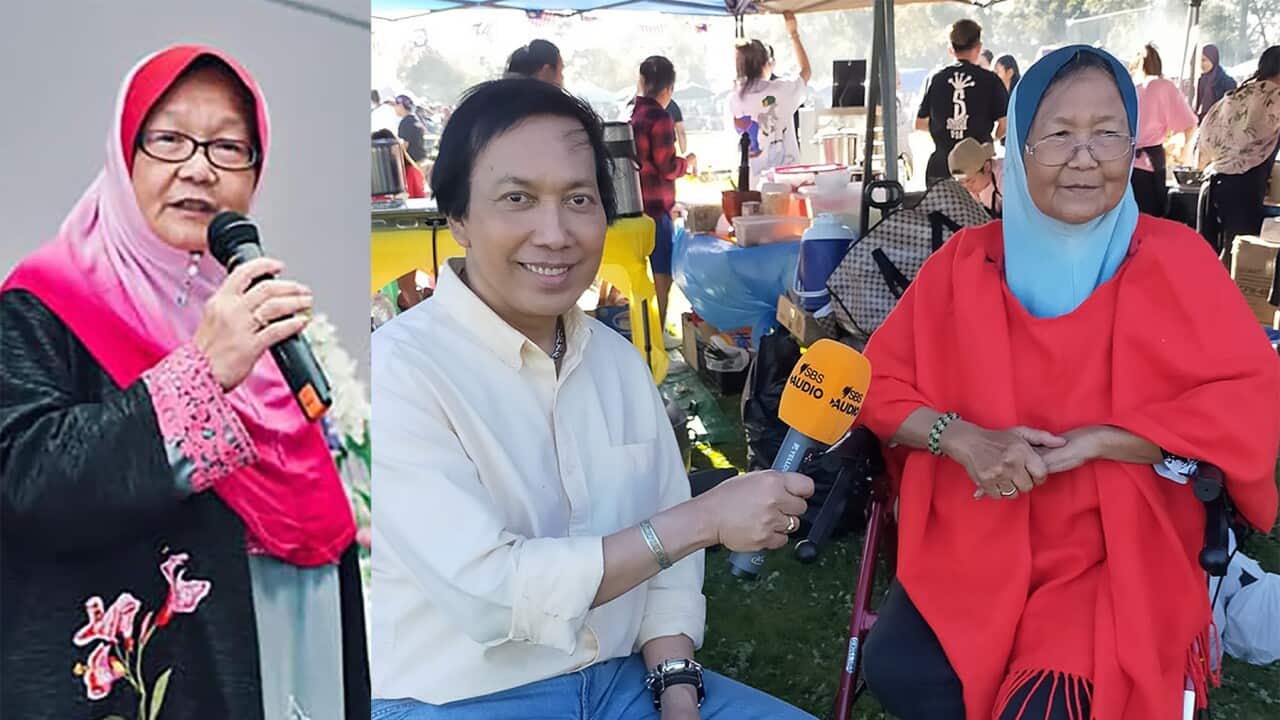 Zaini Ahmad bersama Nora Simkin di pesta sempena sambutan Hari Malaysia di Springvale, Victoria, 16 Sept, 2023