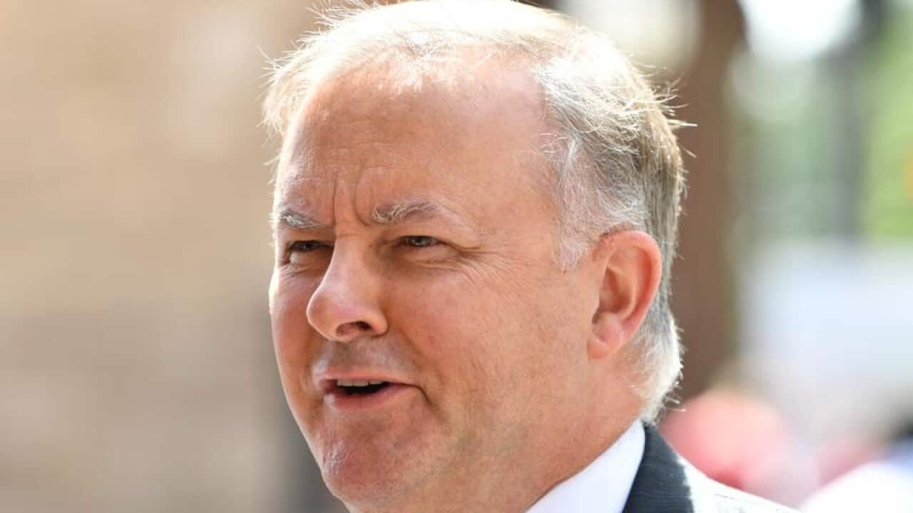 Anthony Albanese speaks to the media at the Adelaide train station.