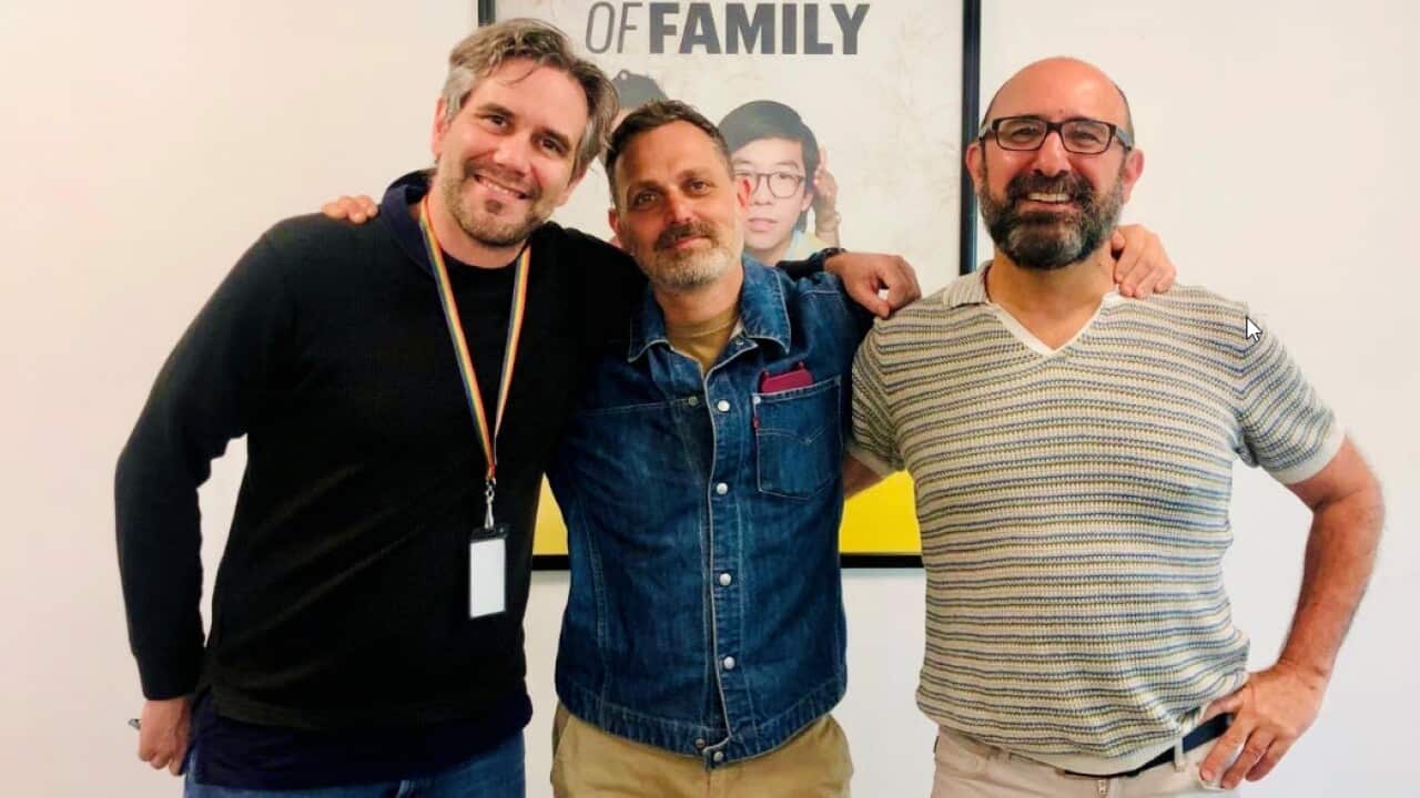 Carlo Oreglia, Carlo Gabriele, Sergio Lima negli uffici di SBS.