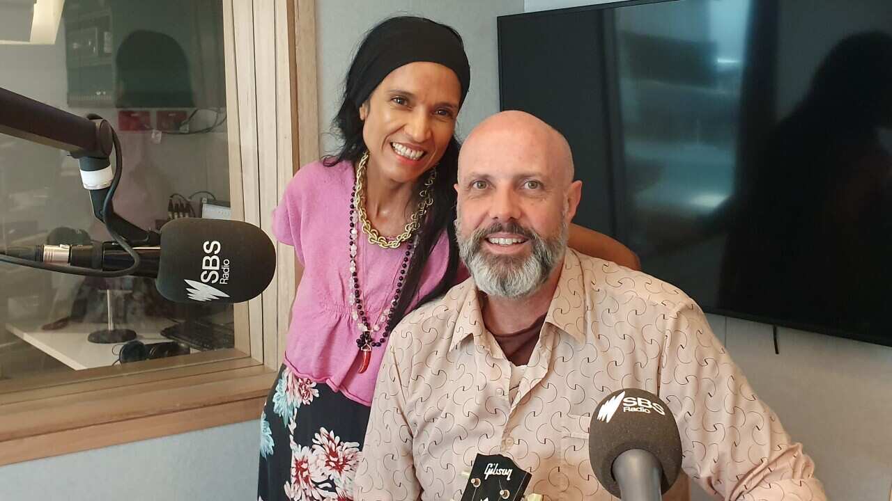 Australian Martin Stuart and Honduran Tania Pineda at SBS estudios in Melbourne