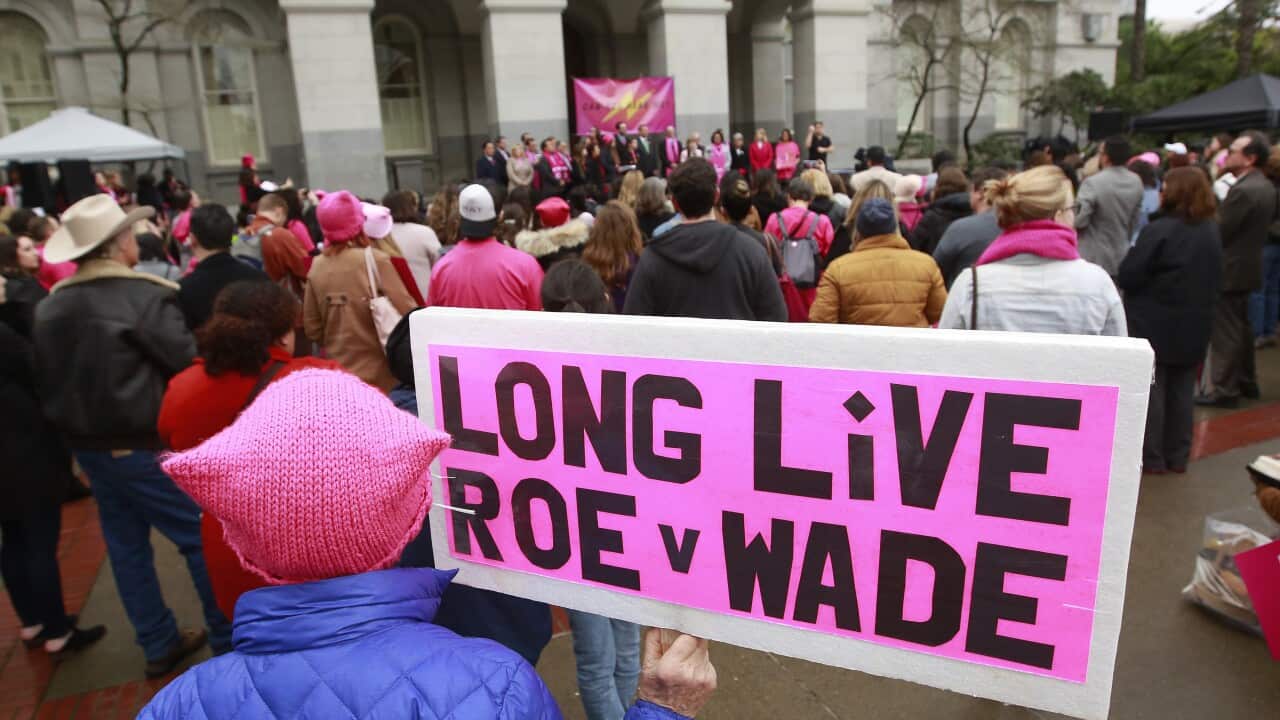 In this 2018 file photo, supporters attend a rally commemorating the 45th anniversary of the Roe vs. Wade Supreme Court ruling in Sacramento, California.