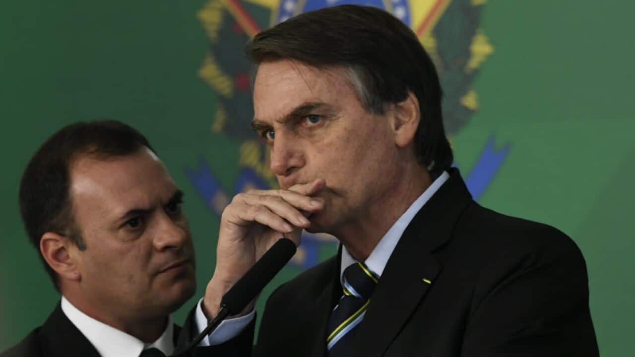 Jair Bolsonaro during a press conference