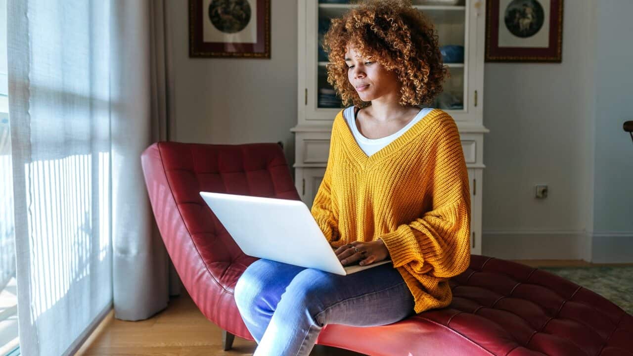 A student working at home