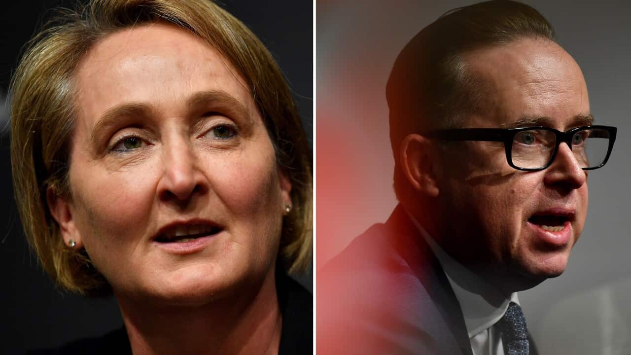 Qantas CEO Vanessa Hudson and her predecessor Alan Joyce (AAP)