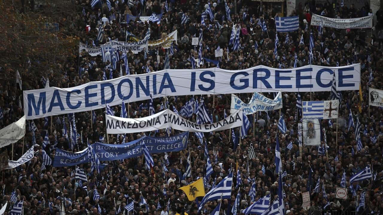 Protesters from across Greece converged in Athens to protest a potential Greek compromise in a dispute with neighbouring Macedonia.