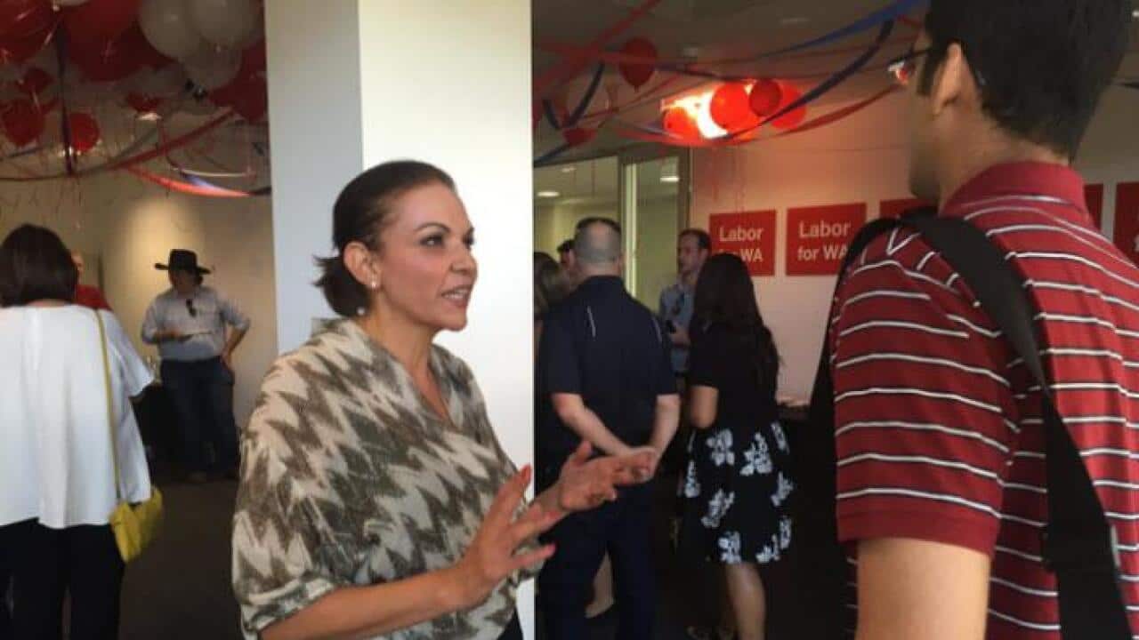 File image of Anne Aly outside Labor headquarters in WA