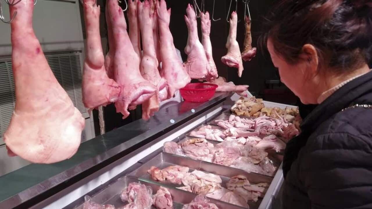 Pork on sale in China