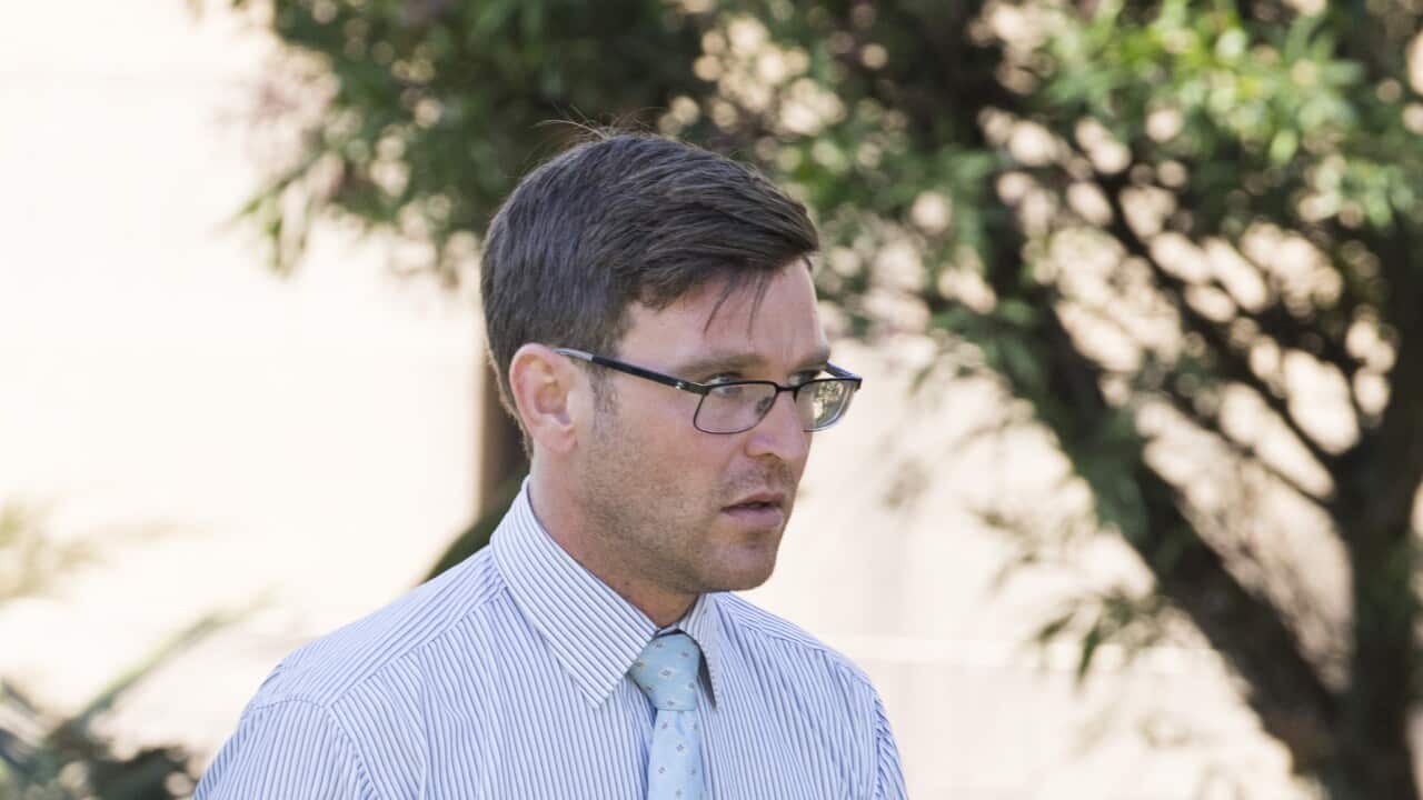 Henry Walcott is seen outside Supreme Court in Sydney, Monday, February 11, 2019. Henry Walcott, 30, has pleaded not guilty - on the grounds of self-defence - to murdering Cameron Bradley, 34, on November 10, 2016. (AAP Image/Chris Pavlich) NO ARCHIVING