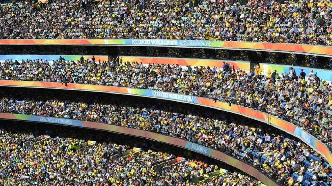 The crowds during the 2015 ICC World Cup cricket Australia verses New Zealand final at the MCG in Melbourne