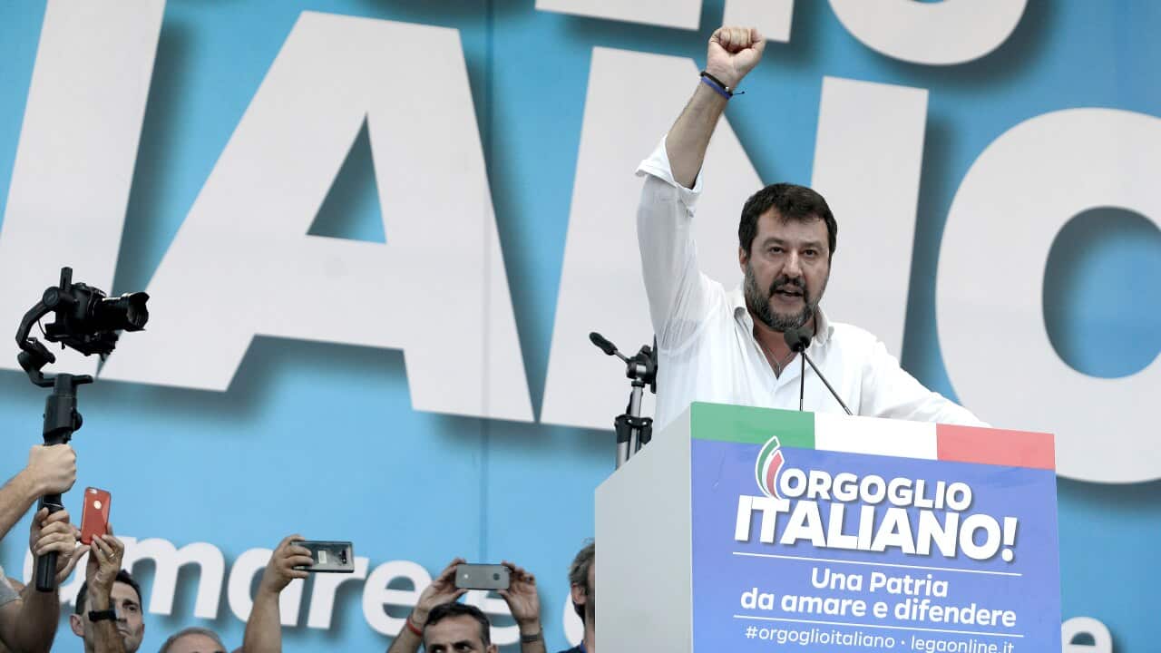 Matteo Salvini partecipates in the Italian Pride demonstration.