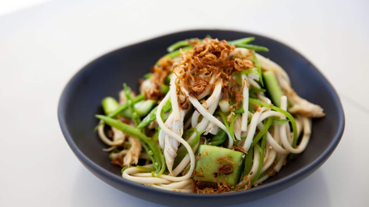 asian greens noodle stir-fry