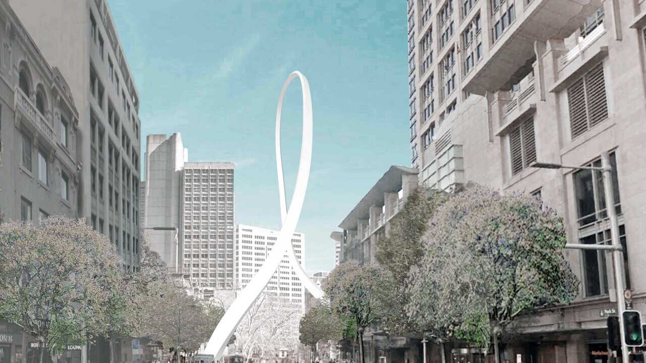 A supplied artist's impression of Cloud Arch, a public artwork designed by Japanese artist and architect Junya Ishigami.