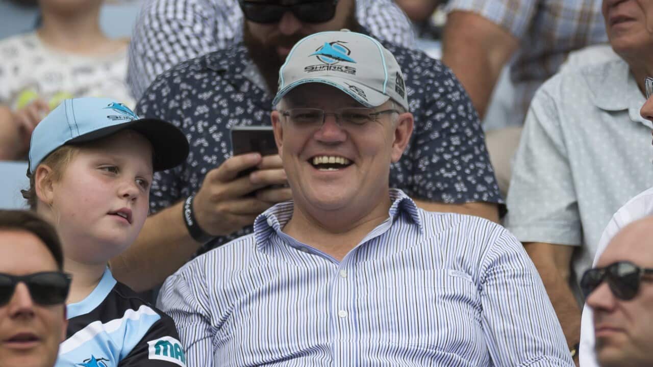 Scott Morrison at a Cronulla Sharks game last year.