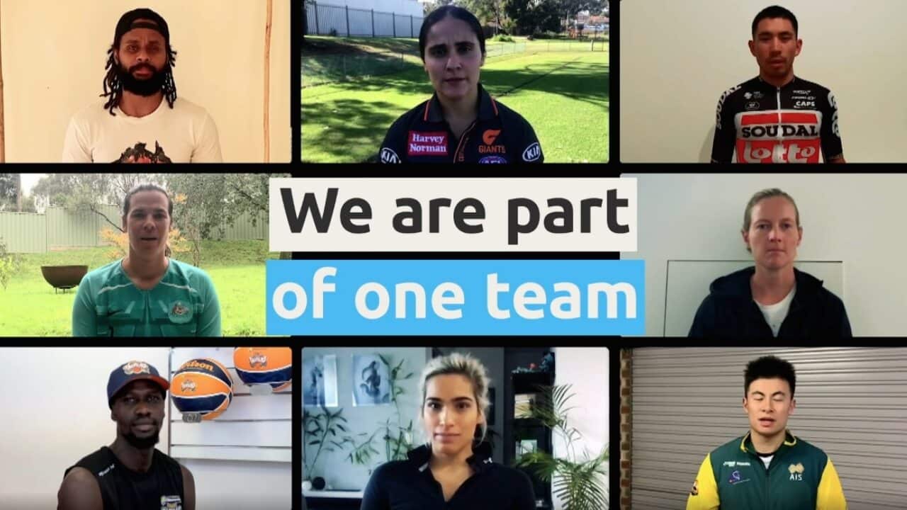 Patty Mills, Haneen Zreika, Caleb Ewan, Meg Lanning, Heming Hu, Madison de Rozario, Majok Deng, Lydia Williams.