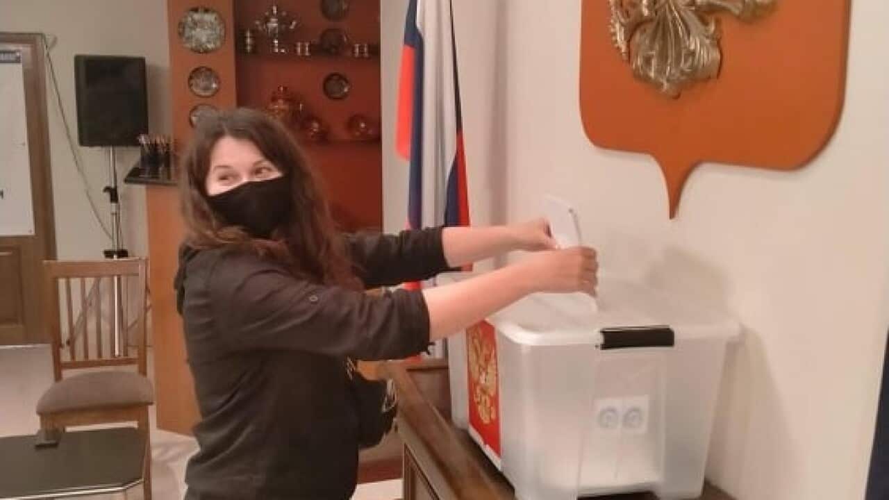 Svetlana Asatryan votes at the Consulate of the Russian Federation in Sydney