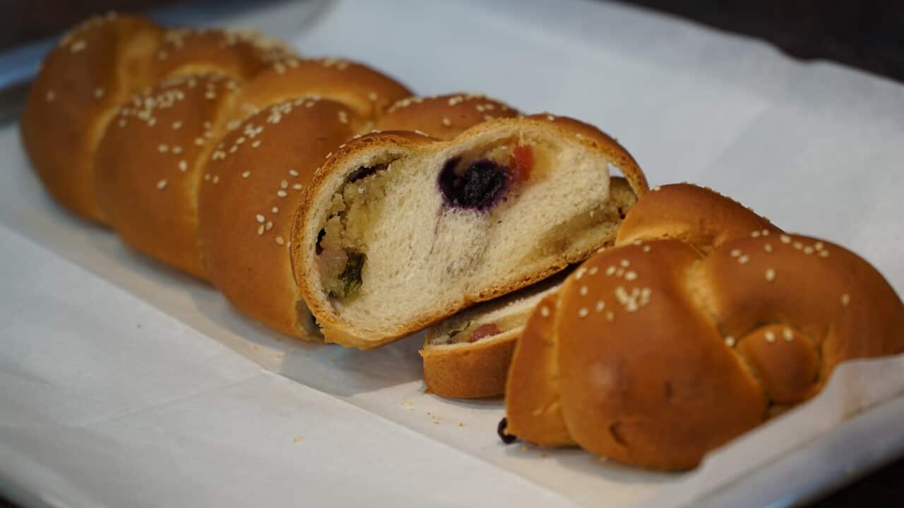 Almond marzipan challah bread