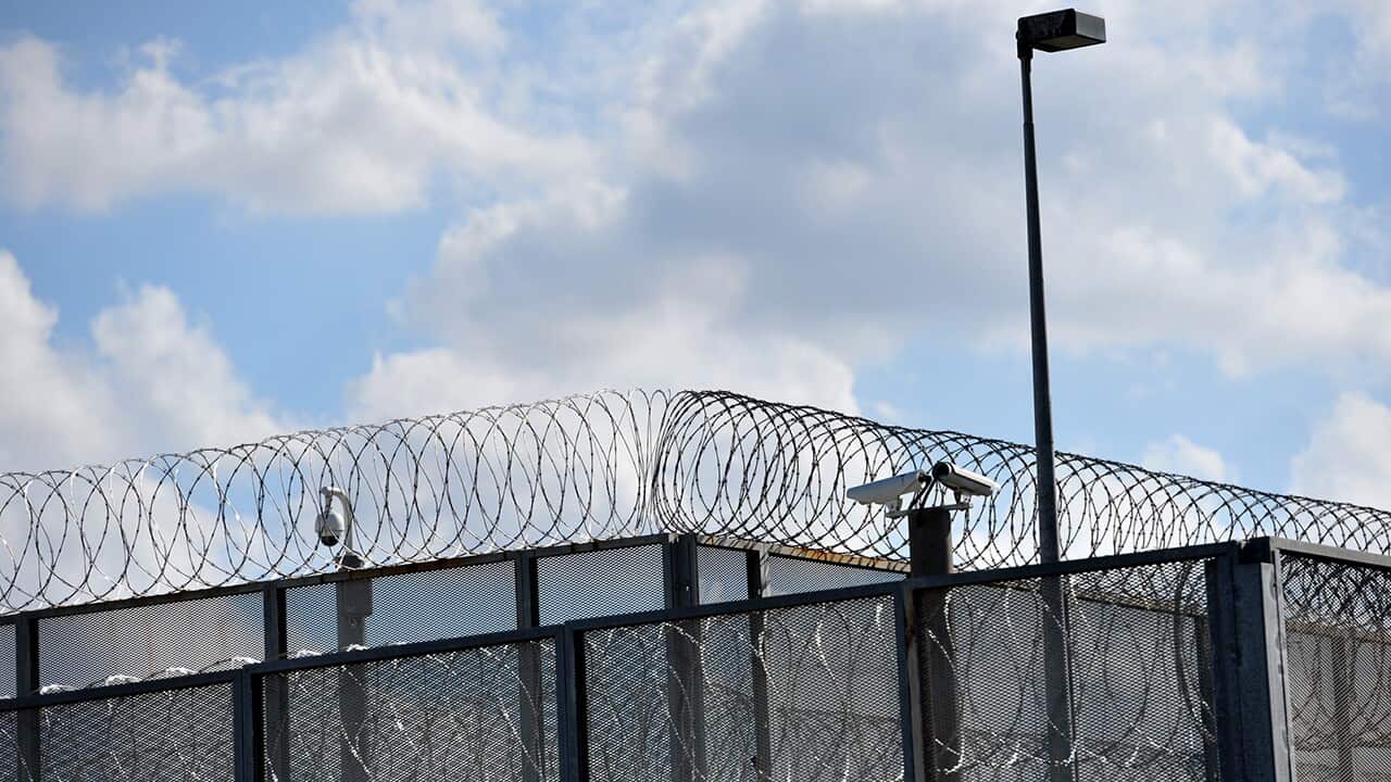 The perimeter fence at Silverwater jail in Sydney's west