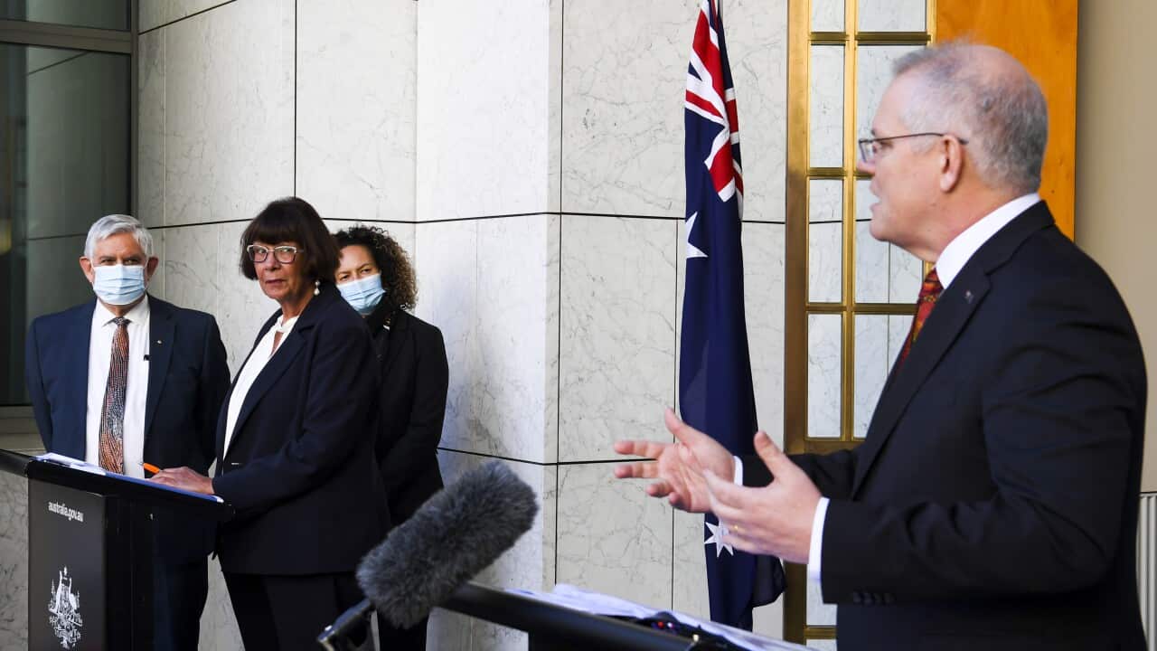 Ken Wyatt and Coalition of Peaks Convenor and Co-Chair of the Joint Council on Closing the Gap Pat Turner and Healing Foundation CEO Fiona Cornforth Prime Minister Scott Morrison