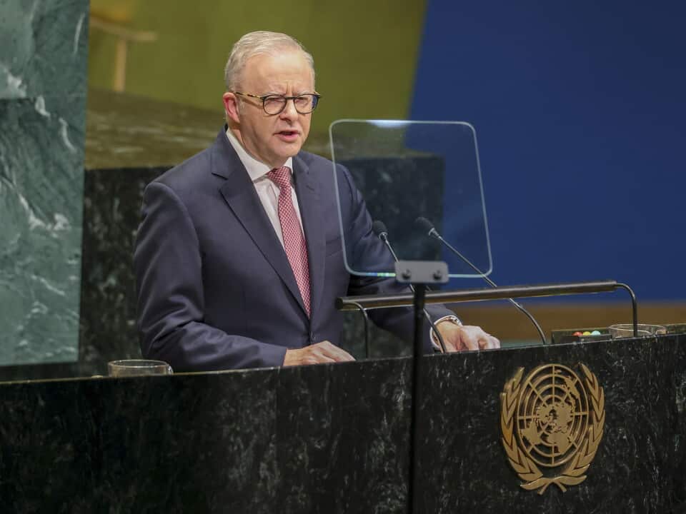 Prime Minister Anthony Albanese speaks at the UNGa