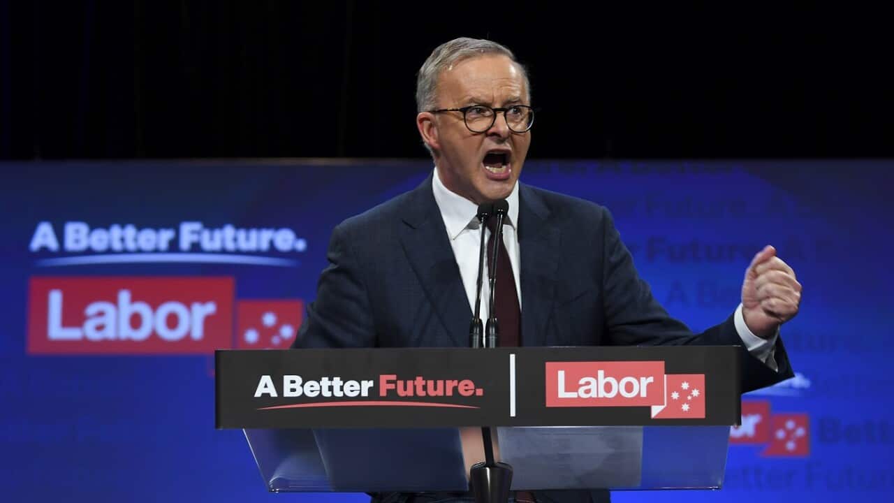 Anthony Albanese claims victory while fighting back tears