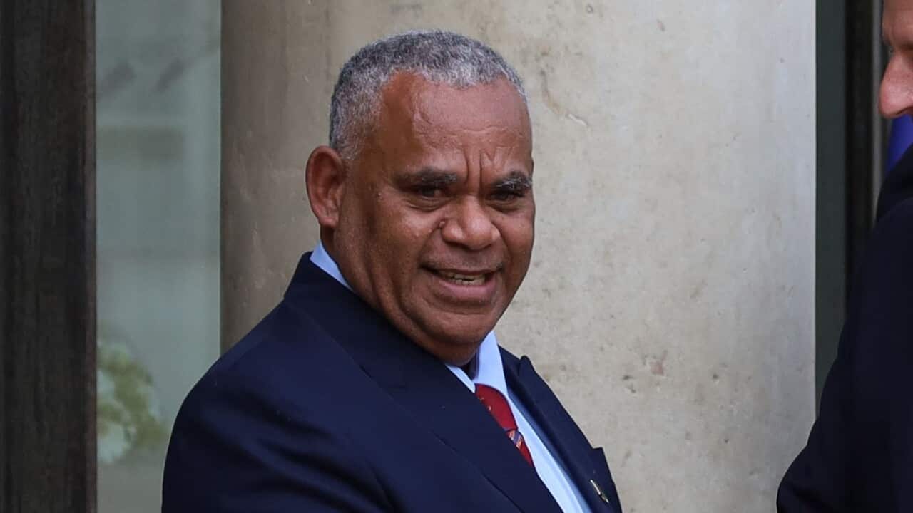France's Macron Welcomes Vanuatu PM Napat at Elysee Palace in Paris