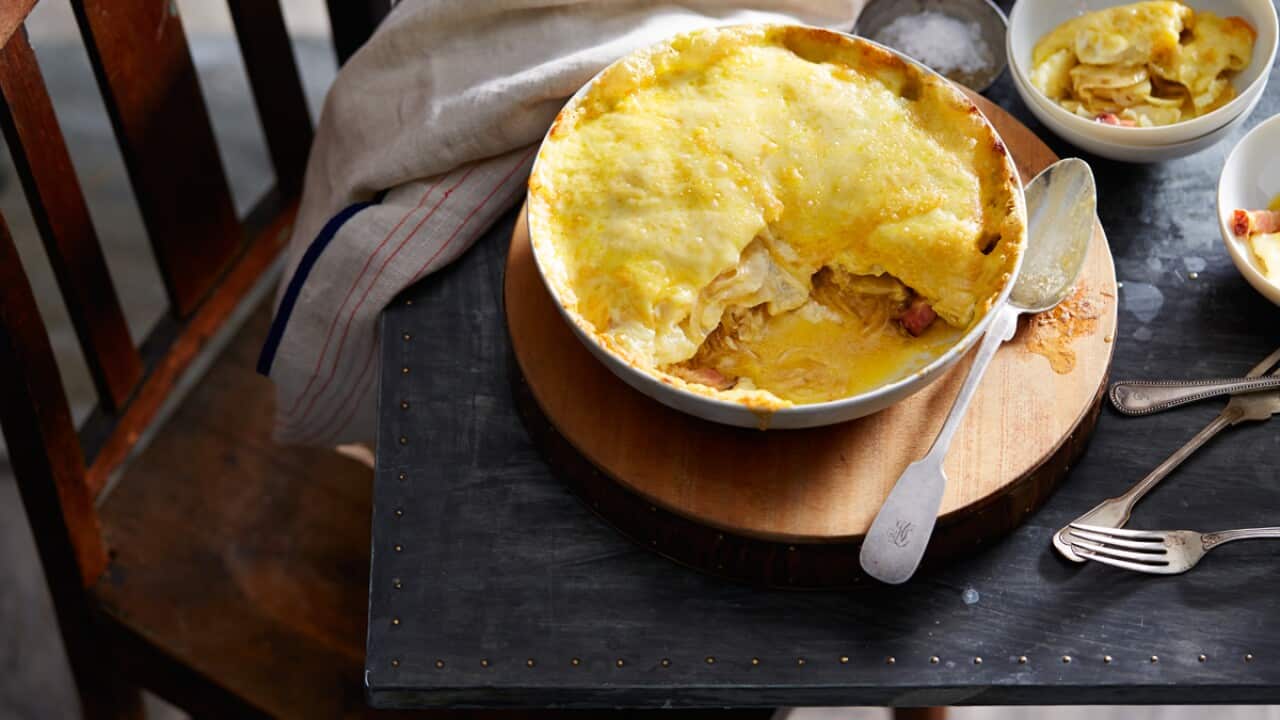 Potato and reblochon cheese gratin