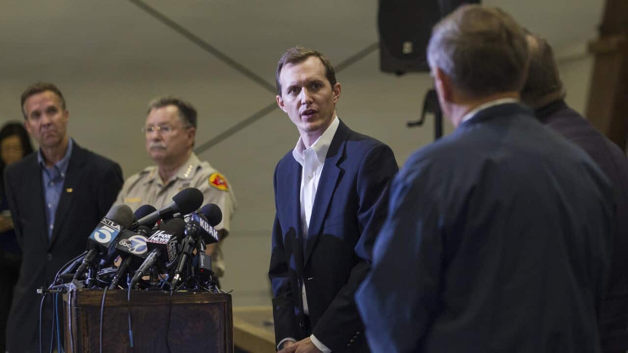 George Whitesides, CEO of Virgin Galactic, speaks in at a news conference after a Virgin Galactic space tourism rocket exploded and crashed